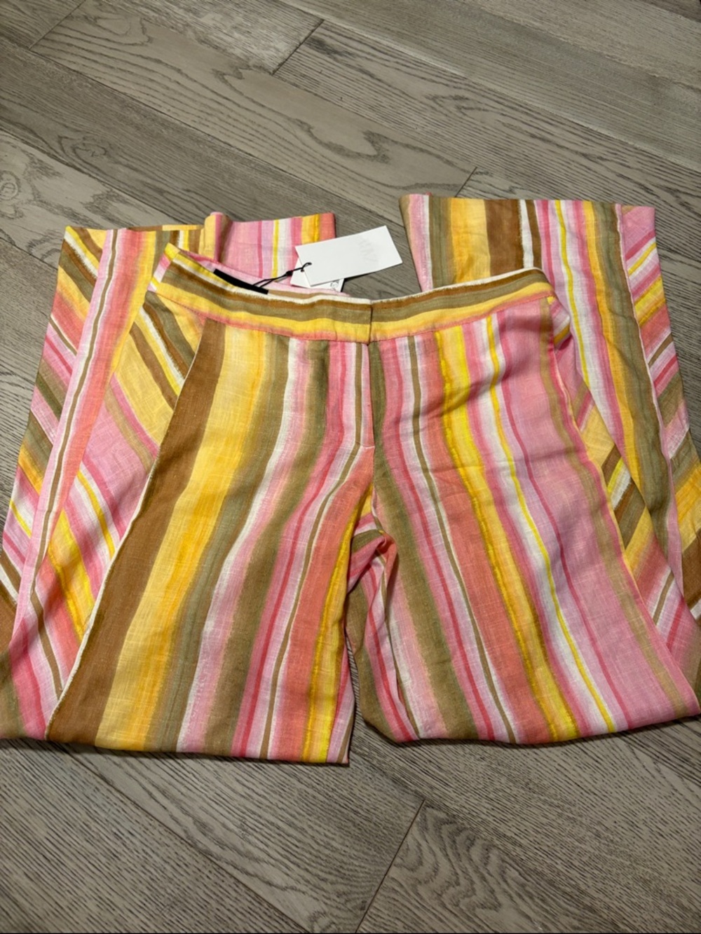 Zara Striped Multi Color Linen Pants - Picture 6 of 8